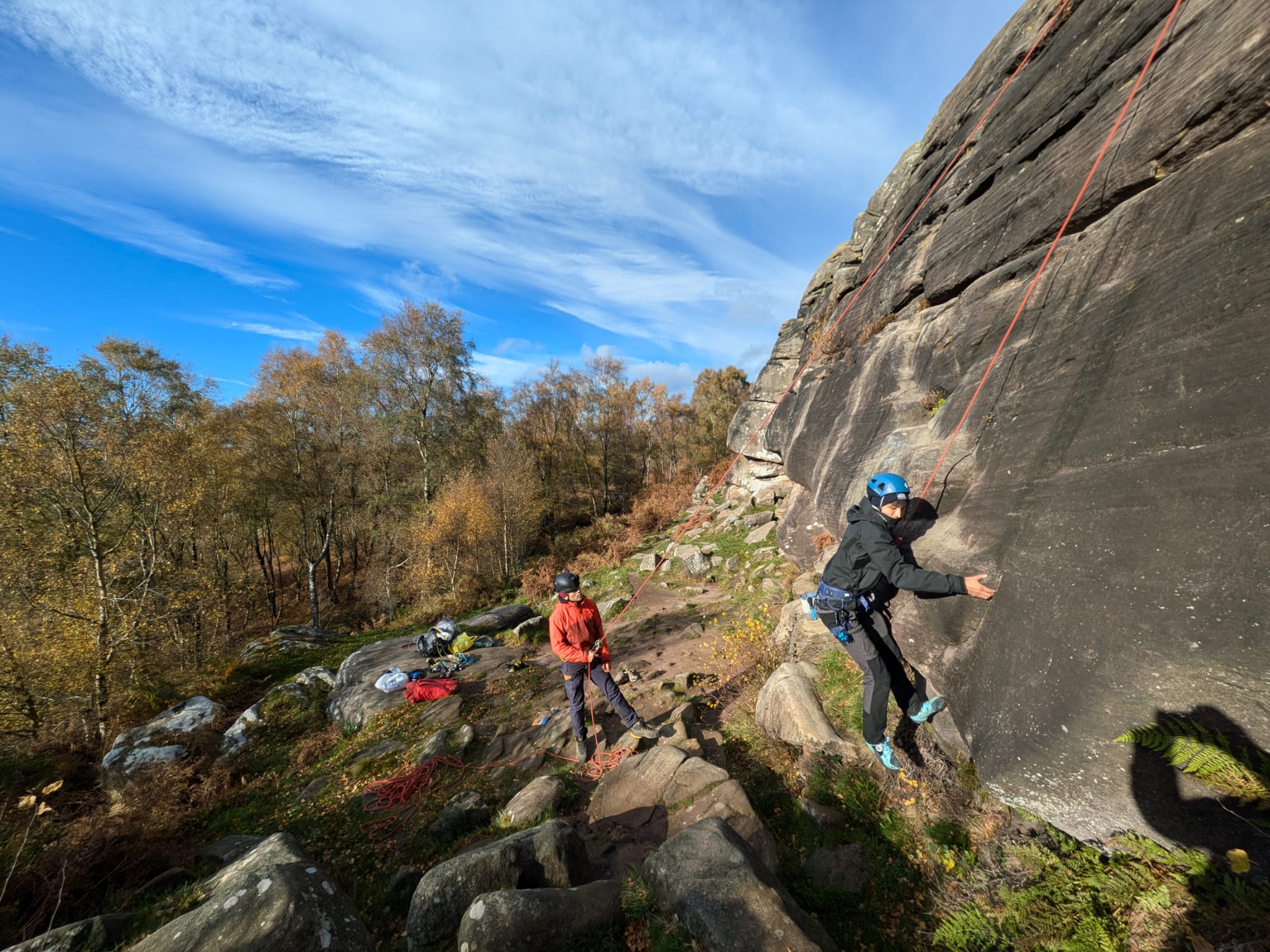 Rock climbing outdoors